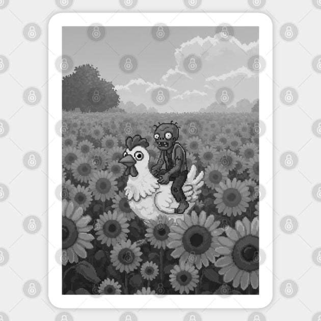 Chicken-Jockey-Zombie & Chicken in Sunflower Field #2 Sticker by Megadorim